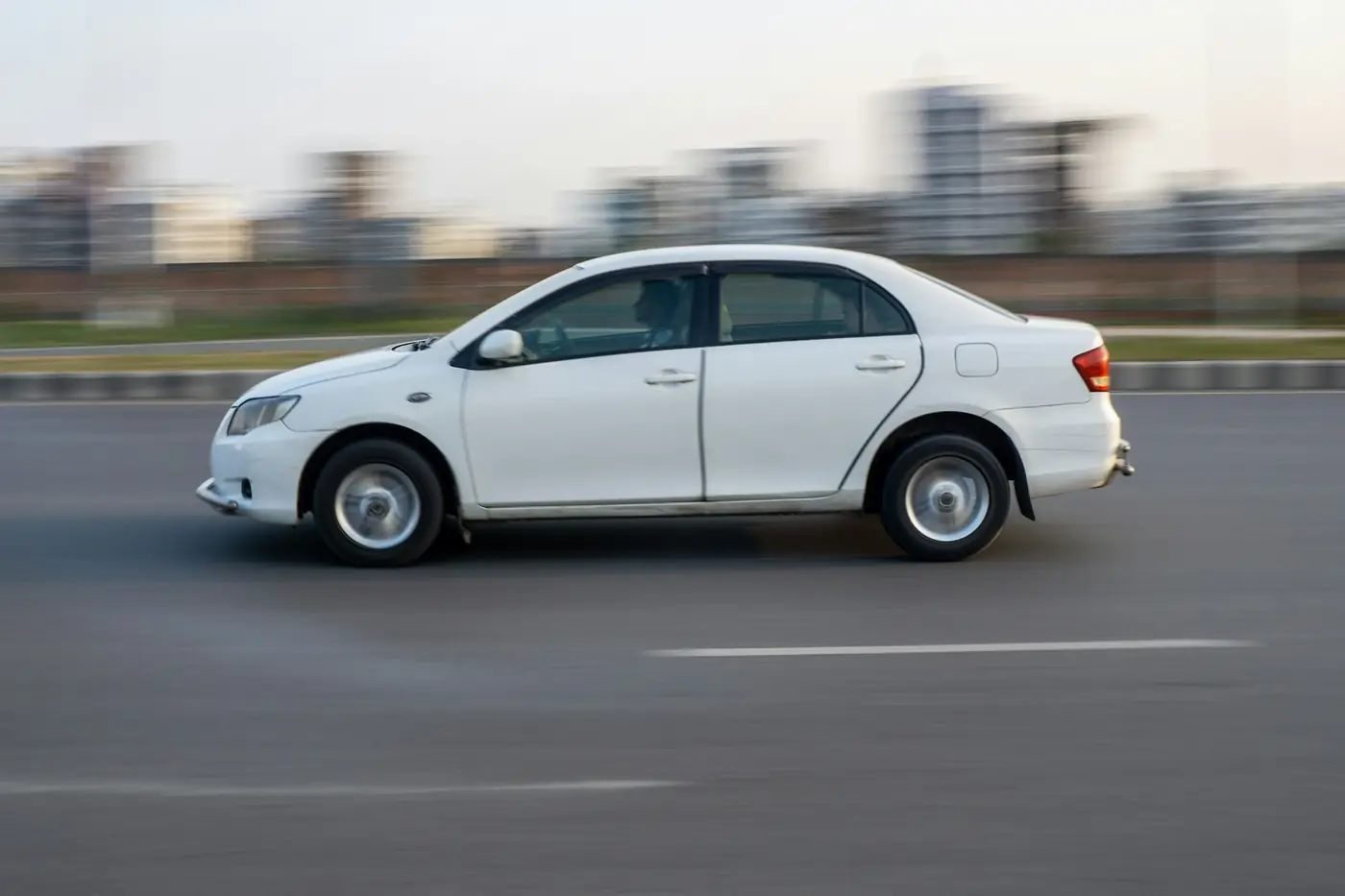 White compact sedan