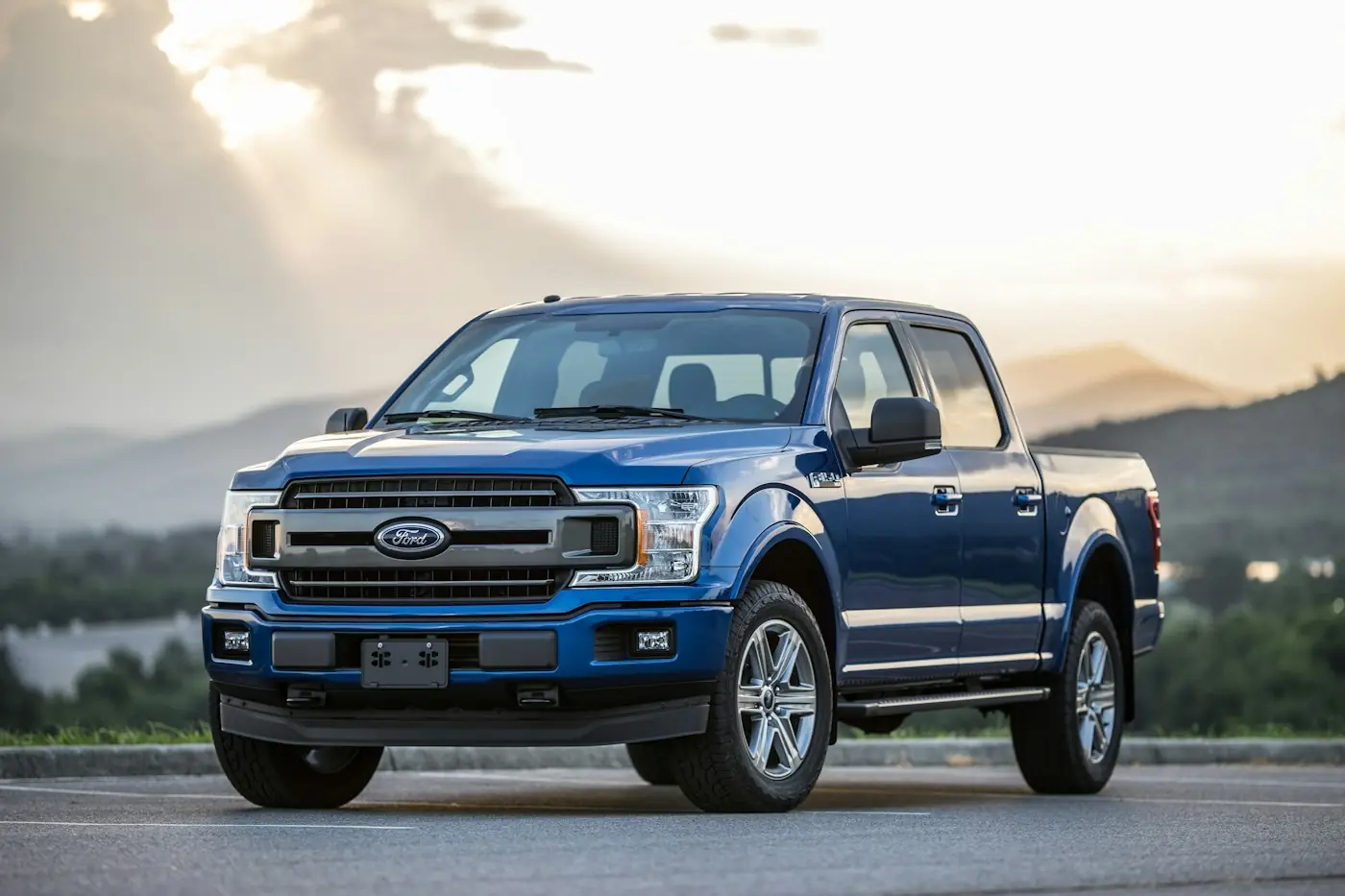 Blue full-size pickup truck