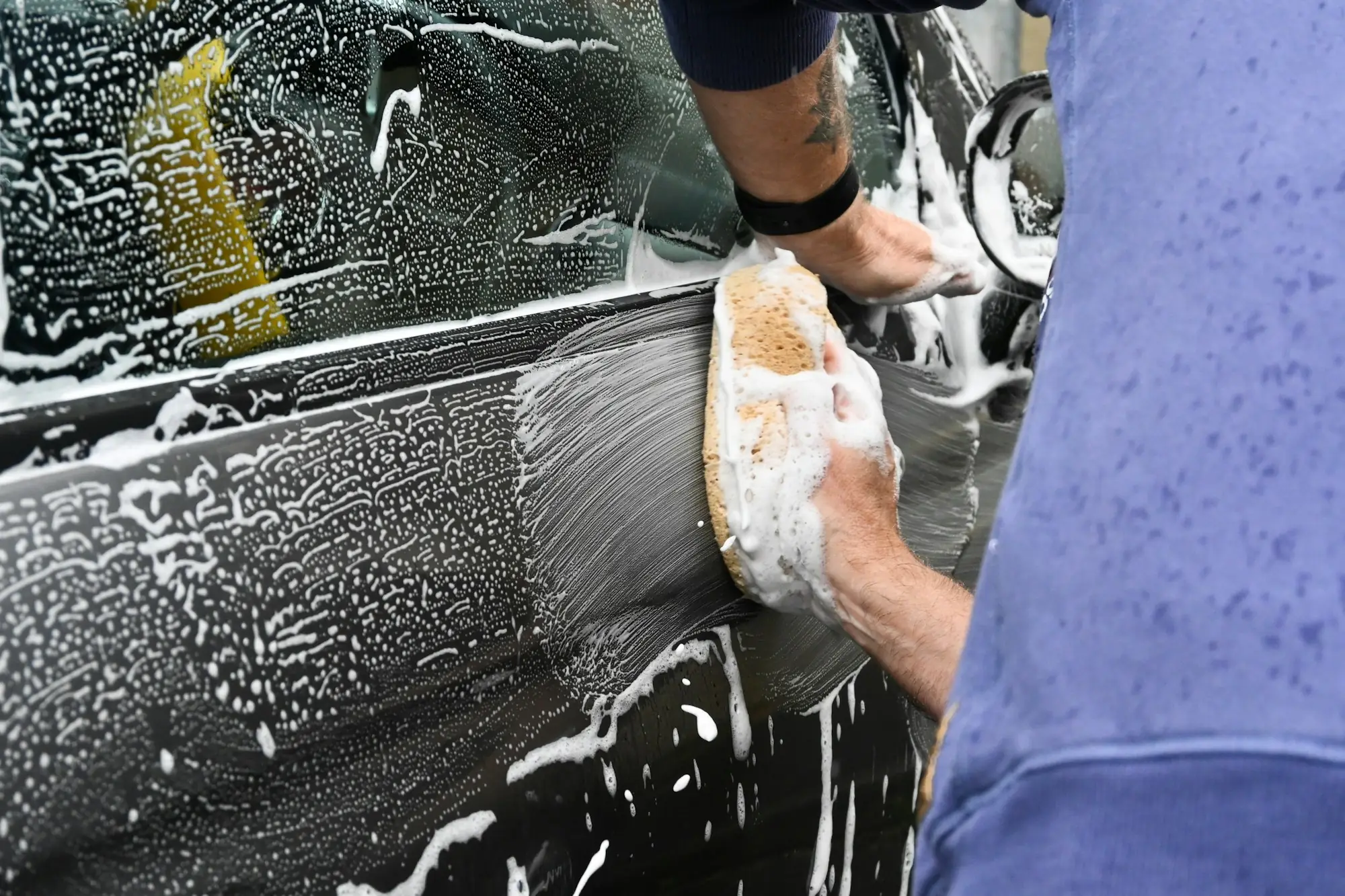 Hand wash with a soft mitt